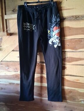 ED Hardy Skull Sweatpants Black Size Medium, Unisex
